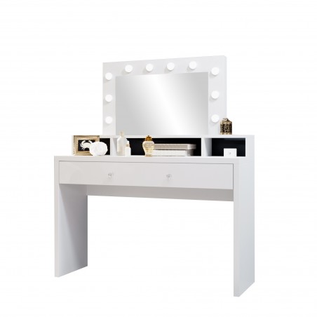 Coiffeuse 1 tiroir,  couleur blanc, Gamme Aria