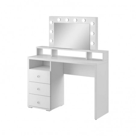 Coiffeuse 3 tiroirs et 1 niche,  couleur blanc, Gamme Diva