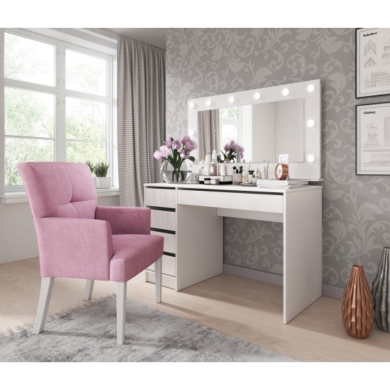 Coiffeuse 5 tiroirs avec miroir , Gamme lilla