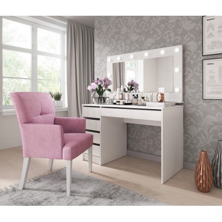 Coiffeuse 5 tiroirs avec miroir , Gamme lilla