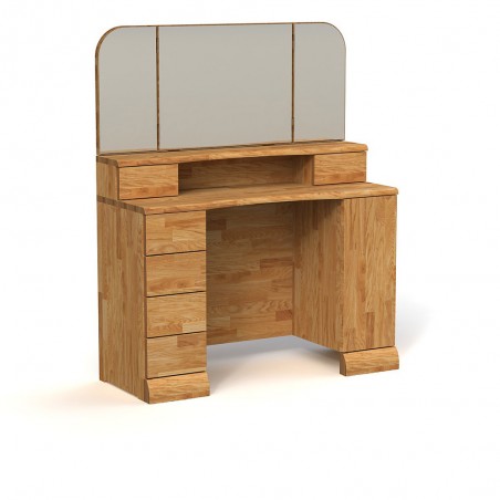 Coiffeuse en hêtre, 6 tiroirs, 1 porte, 1 miroir, Gamme burgos