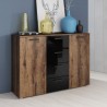 Commode 2 portes et 4 tiroirs noir et chene , Gamme wesel