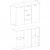 Commode 2 portes et 4 tiroirs noir et chene , Gamme wesel