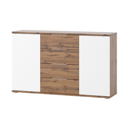 Commode en bois, 4 tiroirs, 2 portes, Gamme davos