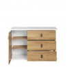 Commode 1 porte, 3 tiroirs, couleur bois et blanc, Gamme VITA