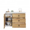 Commode 1 porte, 3 tiroirs, couleur bois et blanc, Gamme VITA