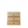 Commode 3 tiroirs, couleur bois et blanc, Gamme VITA