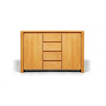 Commode en hêtre, 2 portes, 4 tiroirs centraux, Gamme carouge