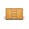 Commode en hêtre, 2 portes, 4 tiroirs centraux, Gamme carouge