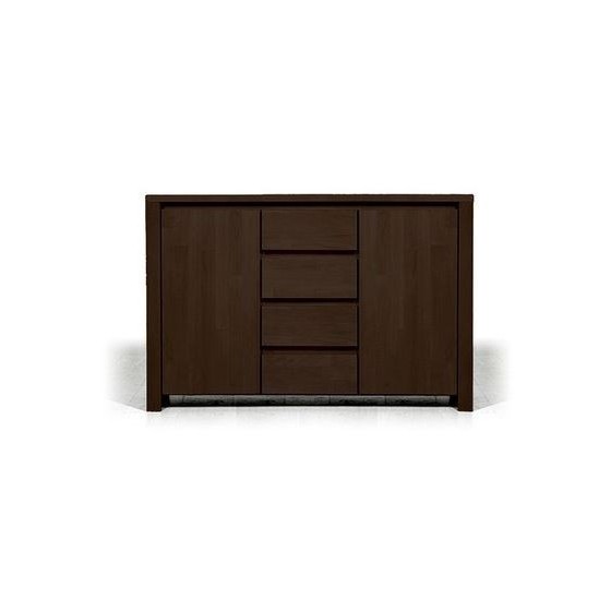 Commode en hêtre, 2 portes, 4 tiroirs centraux, Gamme carouge
