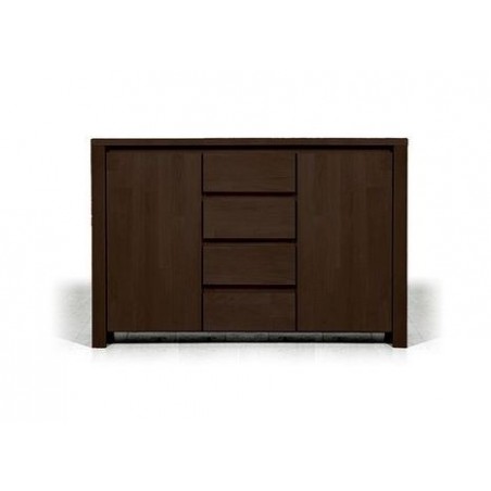 Commode en hêtre, 2 portes, 4 tiroirs centraux, Gamme carouge