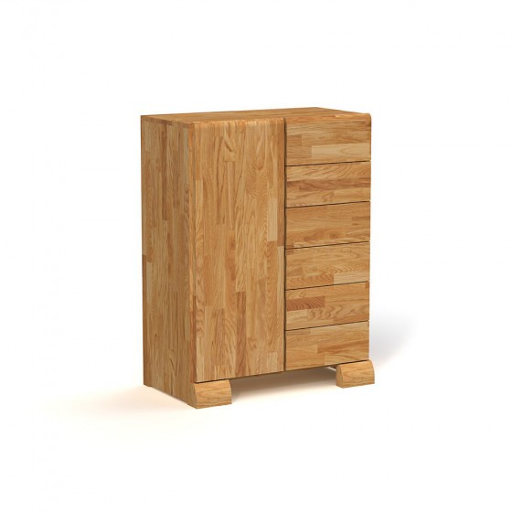 Commode en hêtre, 6 tiroirs, 1 porte, Gamme burgos