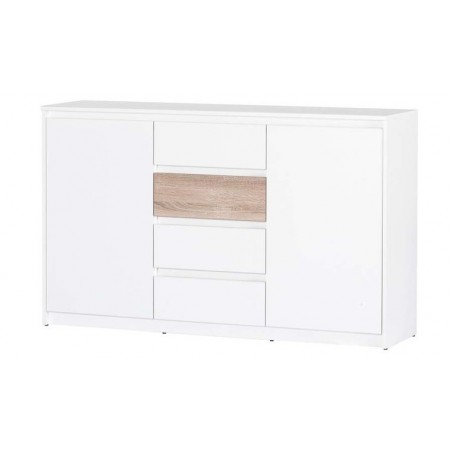 Commode en bois, 2 portes, 4 tiroirs, Gamme binche