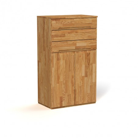 Commode en hêtre, 3 tiroirs, 2 portes, Gamme lancy