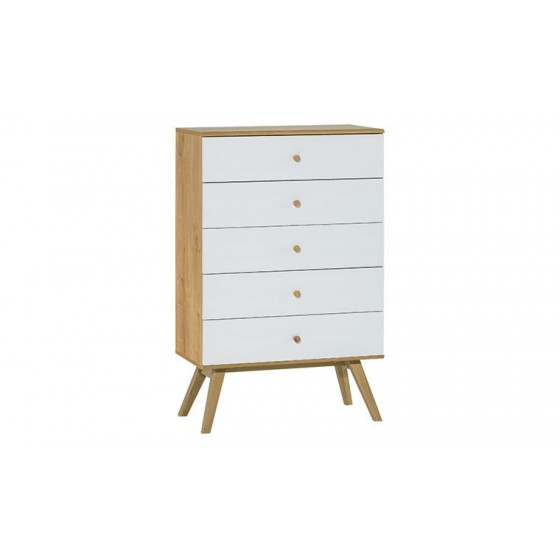 Commode en placage chêne, 5 tiroirs, Gamme Benidorm