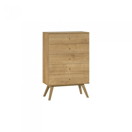 Commode en placage chêne, 5 tiroirs, Gamme Benidorm