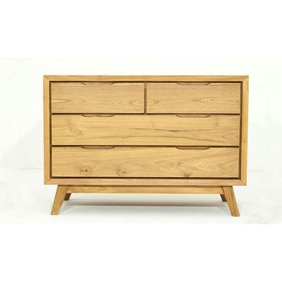 Commode en teck, 2 grands tiroirs, 2 petits tiroirs, Gamme genes