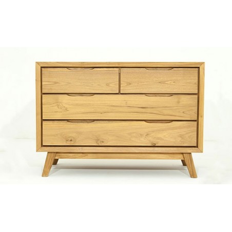 Commode en teck, 2 grands tiroirs, 2 petits tiroirs, Gamme genes
