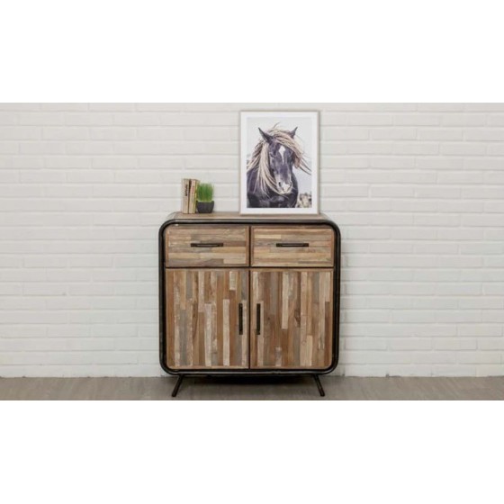 Commode en teck recyclé, 2 portes, 2 tiroirs, Gamme avenue