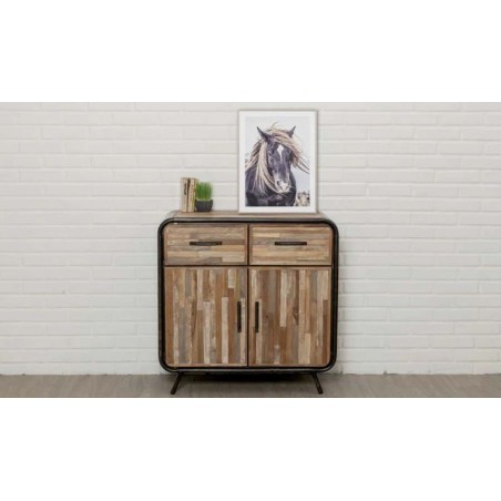 Commode en teck recyclé, 2 portes, 2 tiroirs, Gamme avenue