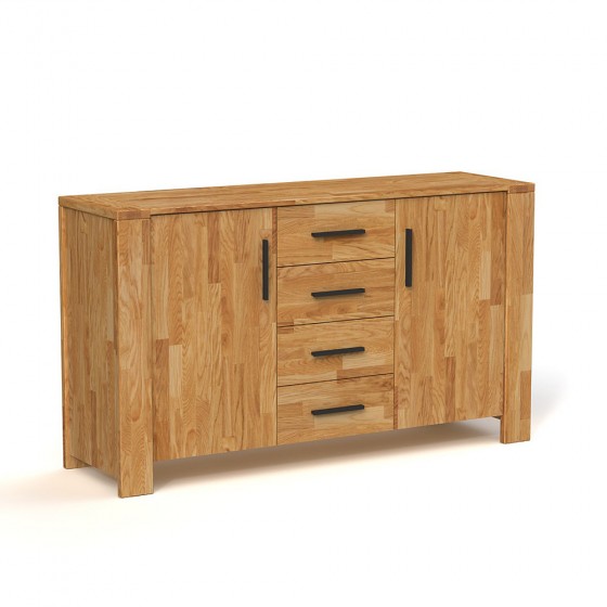 Commode en chêne, 2 portes, 4 tiroirs centraux, Gamme limassol