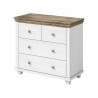 Commode 4 tiroirs, couleur bois et blanc, Gamme EvoBlanc