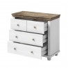 Commode 4 tiroirs, couleur bois et blanc, Gamme EvoBlanc