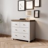 Commode 4 tiroirs, couleur bois et blanc, Gamme EvoBlanc