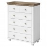 Commode 6 tiroirs, couleur bois et blanc, Gamme EvoBlanc