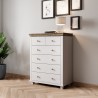 Commode 6 tiroirs, couleur bois et blanc, Gamme EvoBlanc