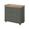 Commode 4 tiroirs, couleur bois et vert, Gamme EvoVert