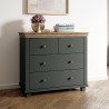 Commode 4 tiroirs, couleur bois et vert, Gamme EvoVert
