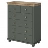 Commode 6 tiroirs, couleur bois et vert, Gamme EvoVert