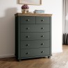 Commode 6 tiroirs, couleur bois et vert, Gamme EvoVert