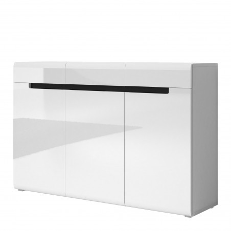 Commode 3 portes,  couleur blanc, Gamme KaliBlanc