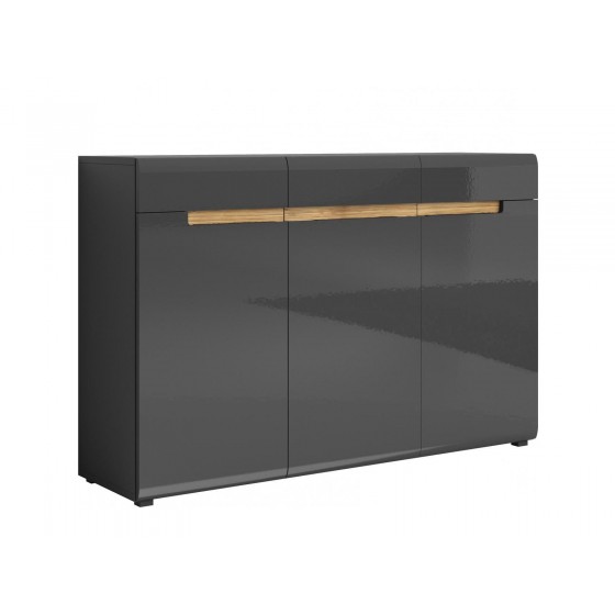 Commode 3 portes,  couleur noir, Gamme KaliAnth