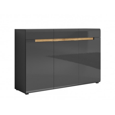 Commode 3 portes,  couleur noir, Gamme KaliAnth