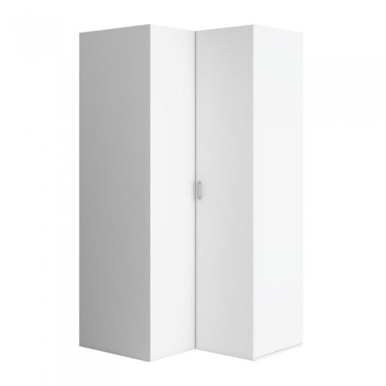Dressing d'angle en bois blanc, 2 portes, Gamme rimini