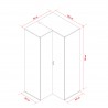 Dressing d'angle en bois blanc, 2 portes, Gamme rimini