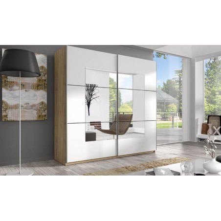Dressing en chêne, 2 portes miroirs coulissantes, Gamme morat