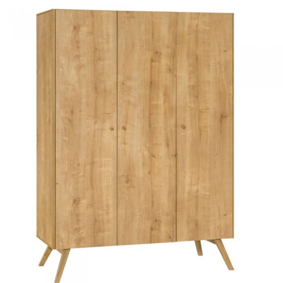 Armoire-Dressing, 3 portes avec penderie, design scandinave,  Gamme benidorm