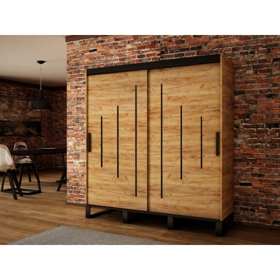 Armoire dressing,  2 portes, 2 penderies, 10 niches et 2 miroirs,  Gamme RICCIANO_Y