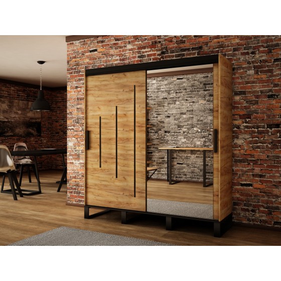 Armoire dressing,  2 portes, 2 penderies, 10 niches et 2 miroirs,  Gamme RICCIANO_Y2