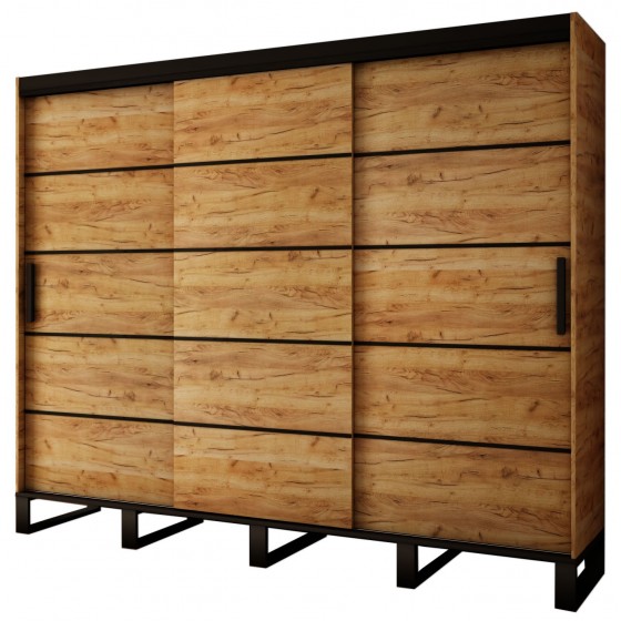 Armoire dressing,  3 portes, 2 penderies, 10 niches et 3 miroirs,  Gamme RICCIANO_V1