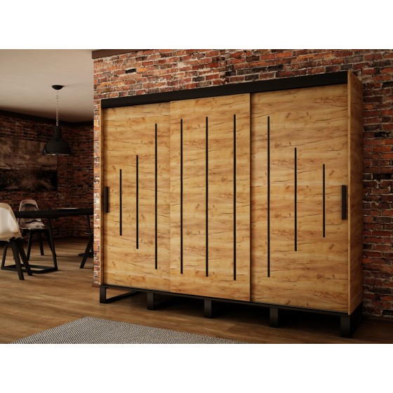 Armoire dressing,  3 portes, 2 penderies, 10 niches et 3 miroirs,  Gamme RICCIANO_Y