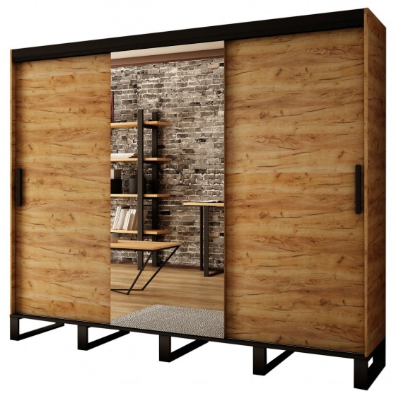 Armoire dressing,  3 portes, 2 penderies, 10 niches et 3 miroirs,  Gamme RICCIANO_T1