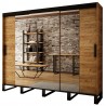 Armoire dressing,  3 portes, 2 penderies, 10 niches et 3 miroirs,  Gamme RICCIANO_T2