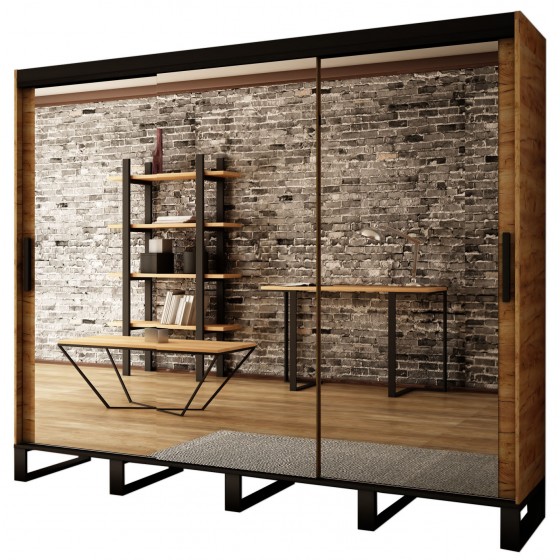Armoire dressing,  3 portes, 2 penderies, 10 niches et 3 miroirs,  Gamme RICCIANO_T3