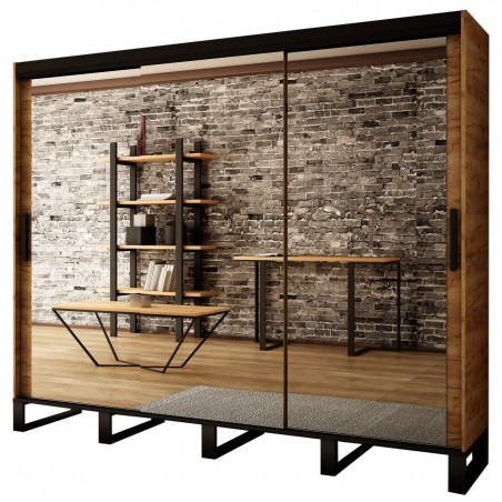 Armoire dressing,  3 portes, 2 penderies, 10 niches et 3 miroirs,  Gamme RICCIANO_T3