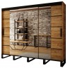 Armoire dressing,  3 portes, 2 penderies, 10 niches et 3 miroirs,  Gamme RICCIANO_V2